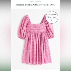 Abercrombie Emerson Poplin Puff Sleeve Mini Dress Pink Pattern Large Tall